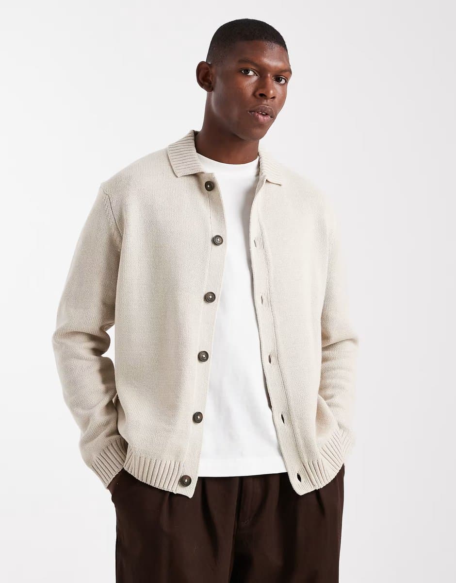ASOS ONLY & SONS regular cardigan in stone