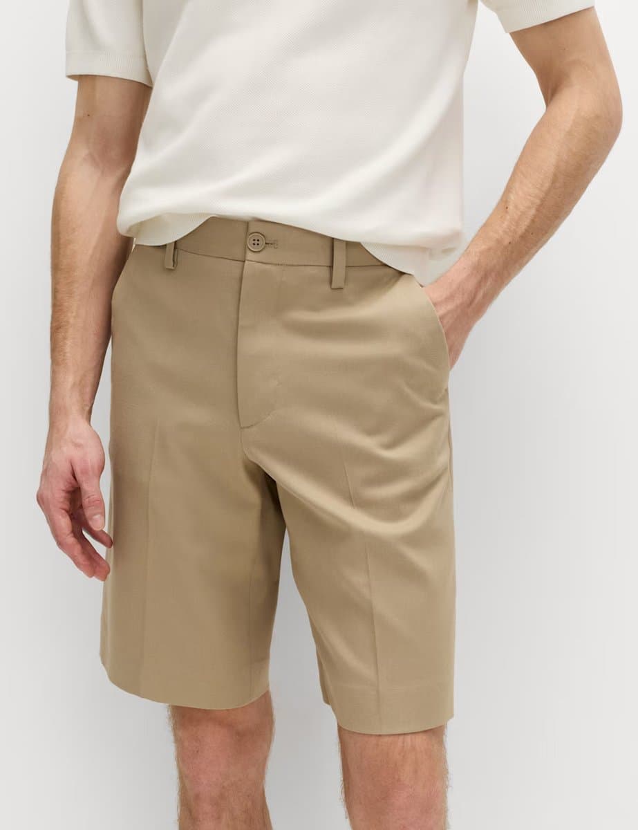 Marks & Spencer M&S Regular Fit Smart Twill Shorts Sand