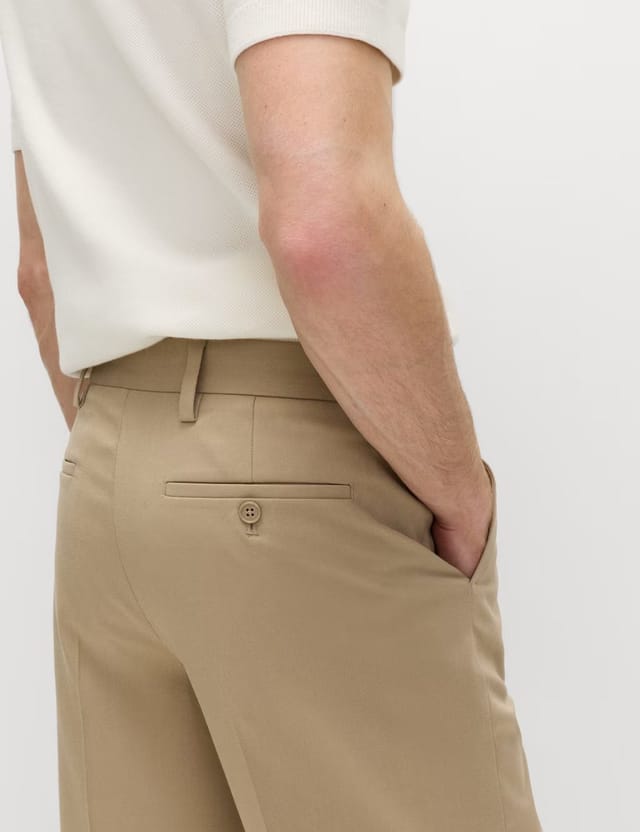 Marks & Spencer M&S Regular Fit Smart Twill Shorts Sand - 3