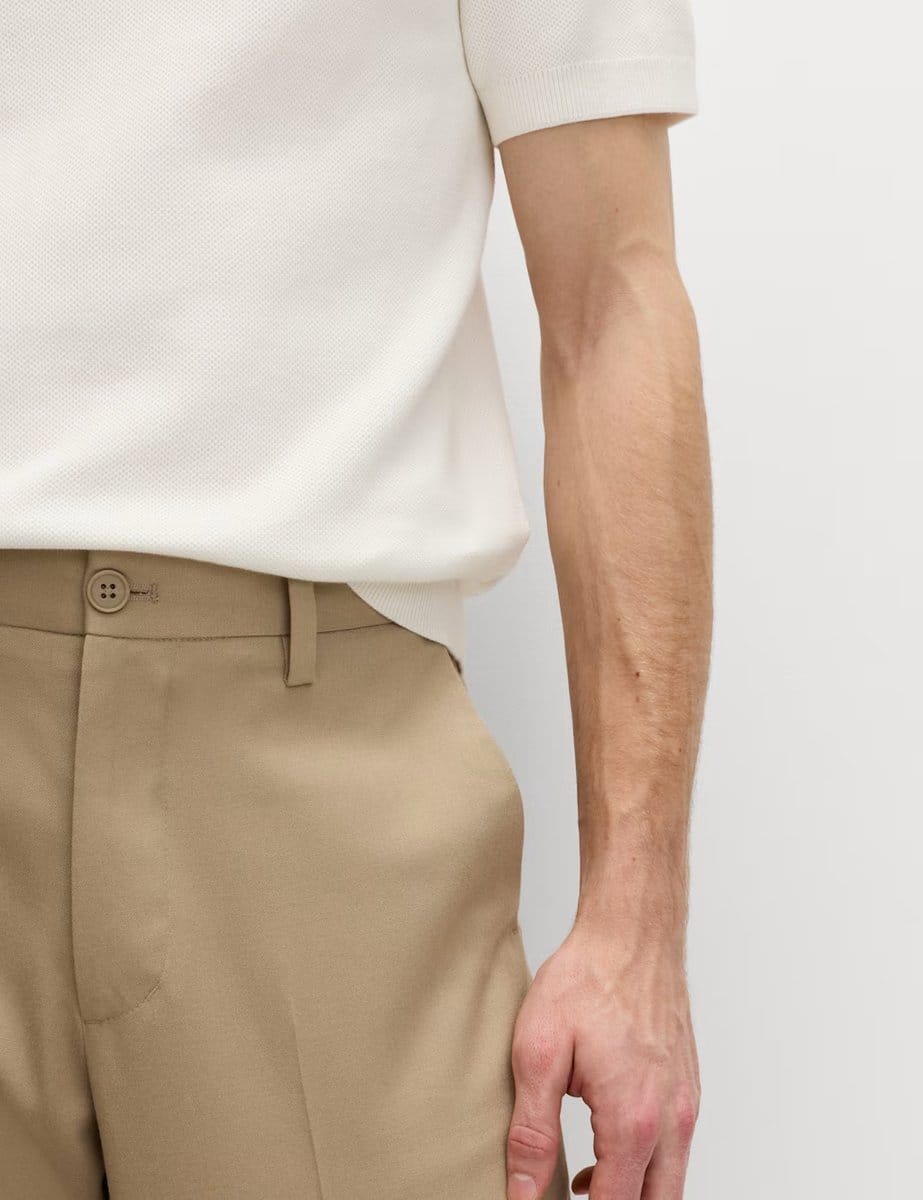 Marks & Spencer M&S Regular Fit Smart Twill Shorts Sand - 4
