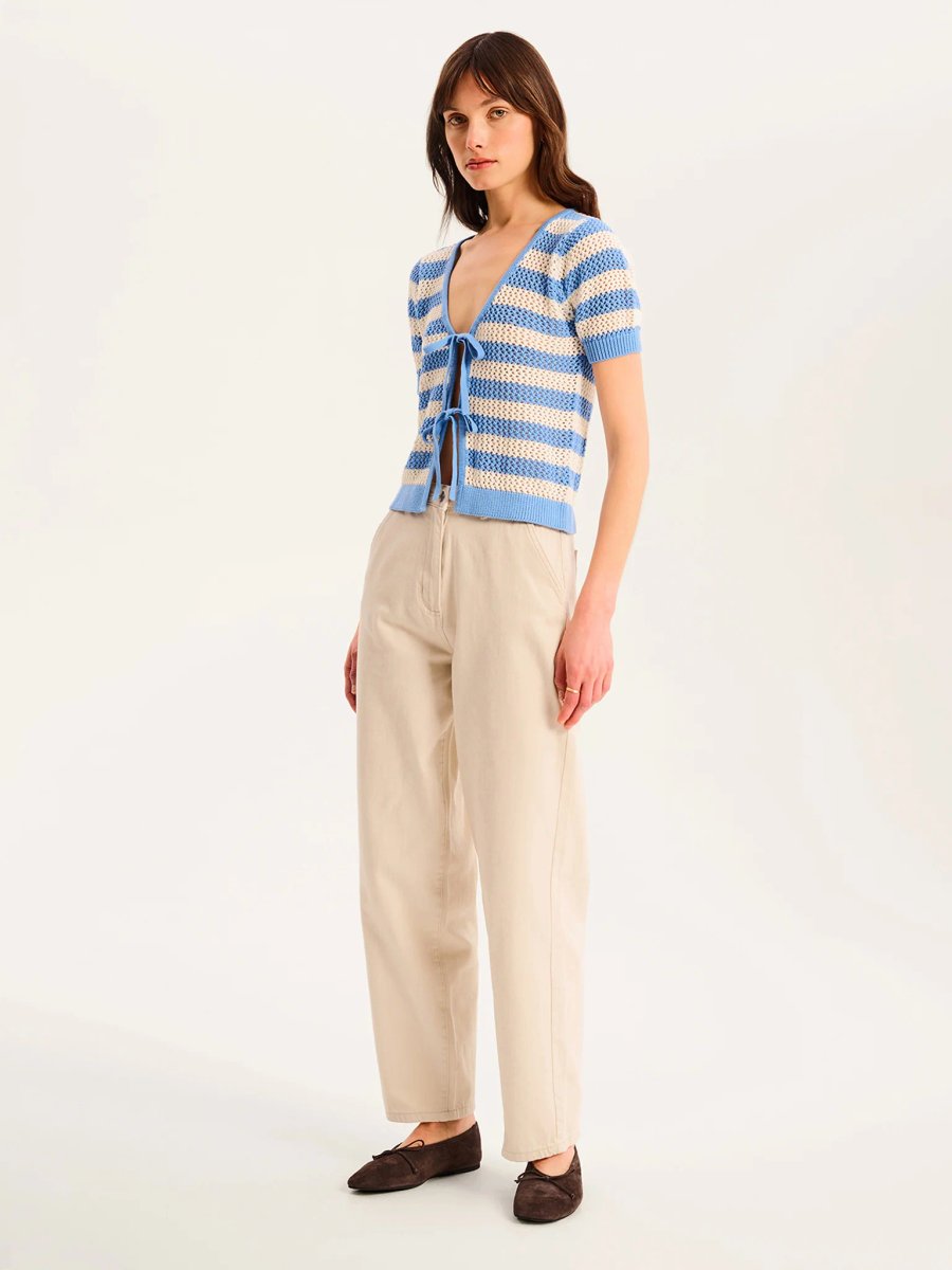 OMNES Harper Stripe Knit Top in Blue and White - 3