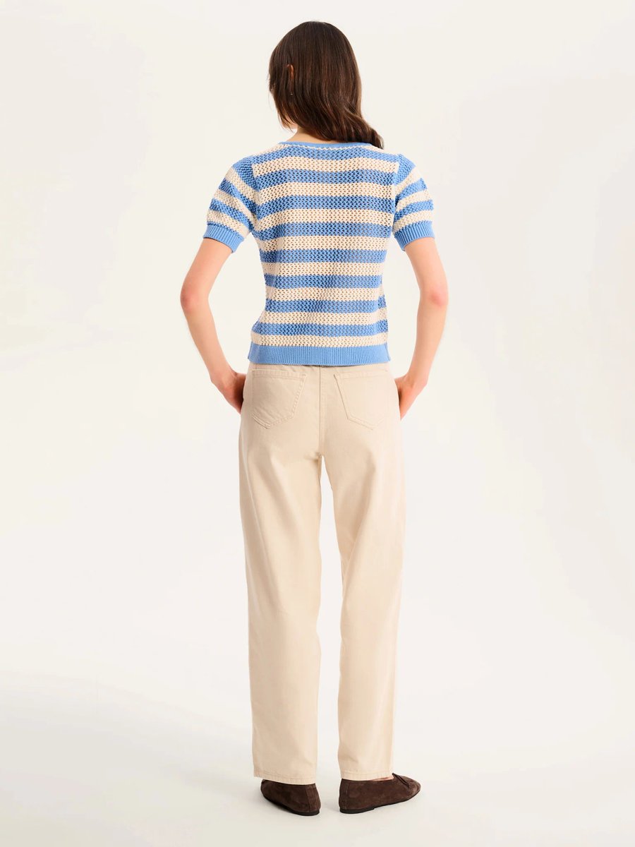 OMNES Harper Stripe Knit Top in Blue and White - 4