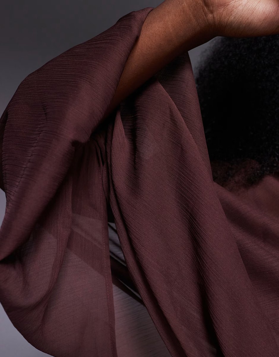 ASOS ASOS DESIGN high neck draped asymmetric mini dress with cut out in chocolate - 4