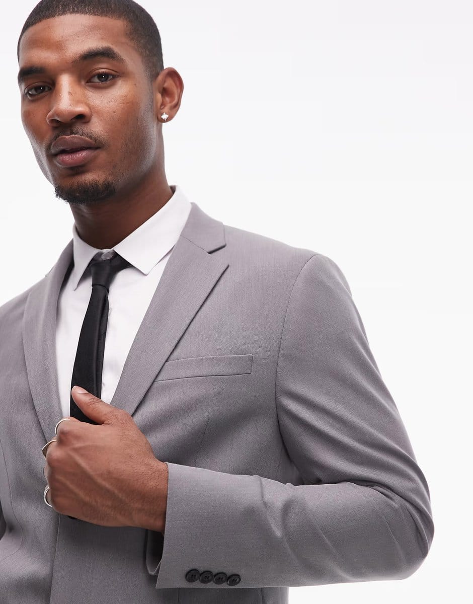 ASOS Topman skinny suit jacket in grey - 4