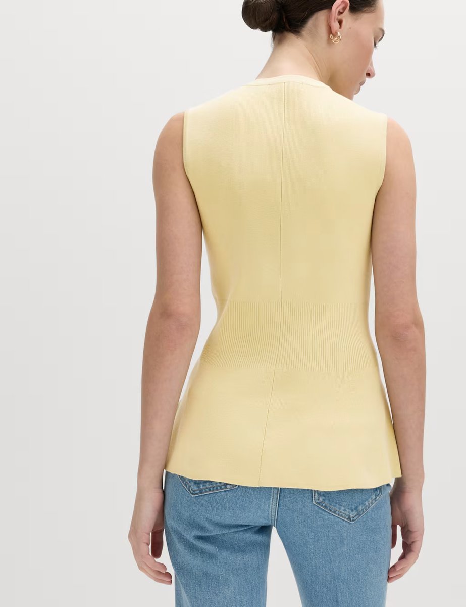 Marks & Spencer M&S Ribbed Peplum Waisted Knitted Waistcoat Camomile - 4