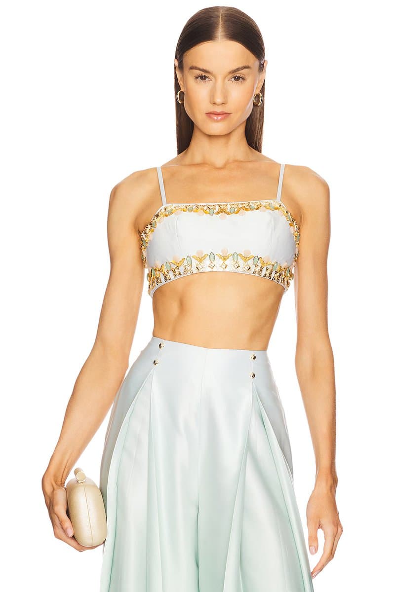 revolve Revolve Got You Hooked Embellished Crop Top in Green