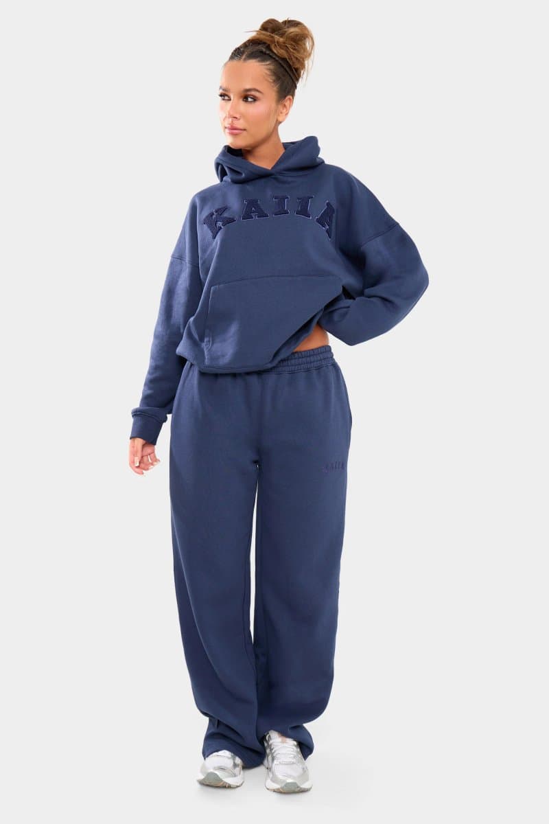 Kaiia Kaiia Logo Wide Leg Joggers Deep Blue