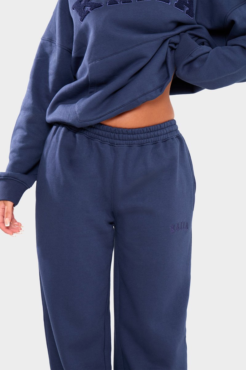 Kaiia Kaiia Logo Wide Leg Joggers Deep Blue - 2