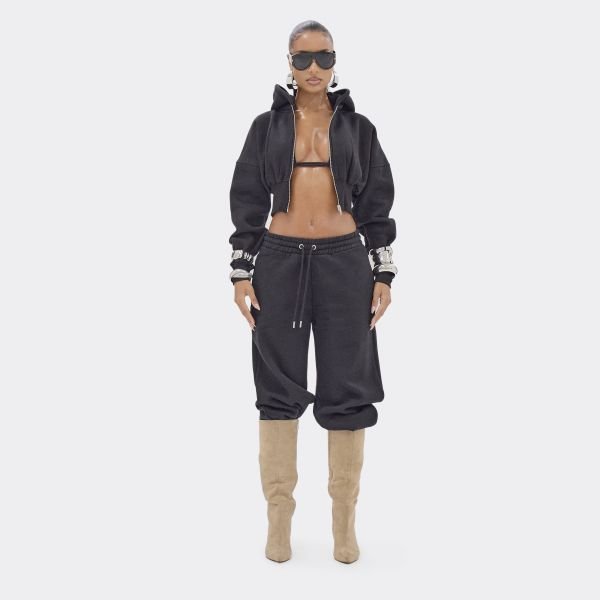 EGO Drawstring Waist Wide Leg Joggers In Black, Women's Size UK 4 - 2