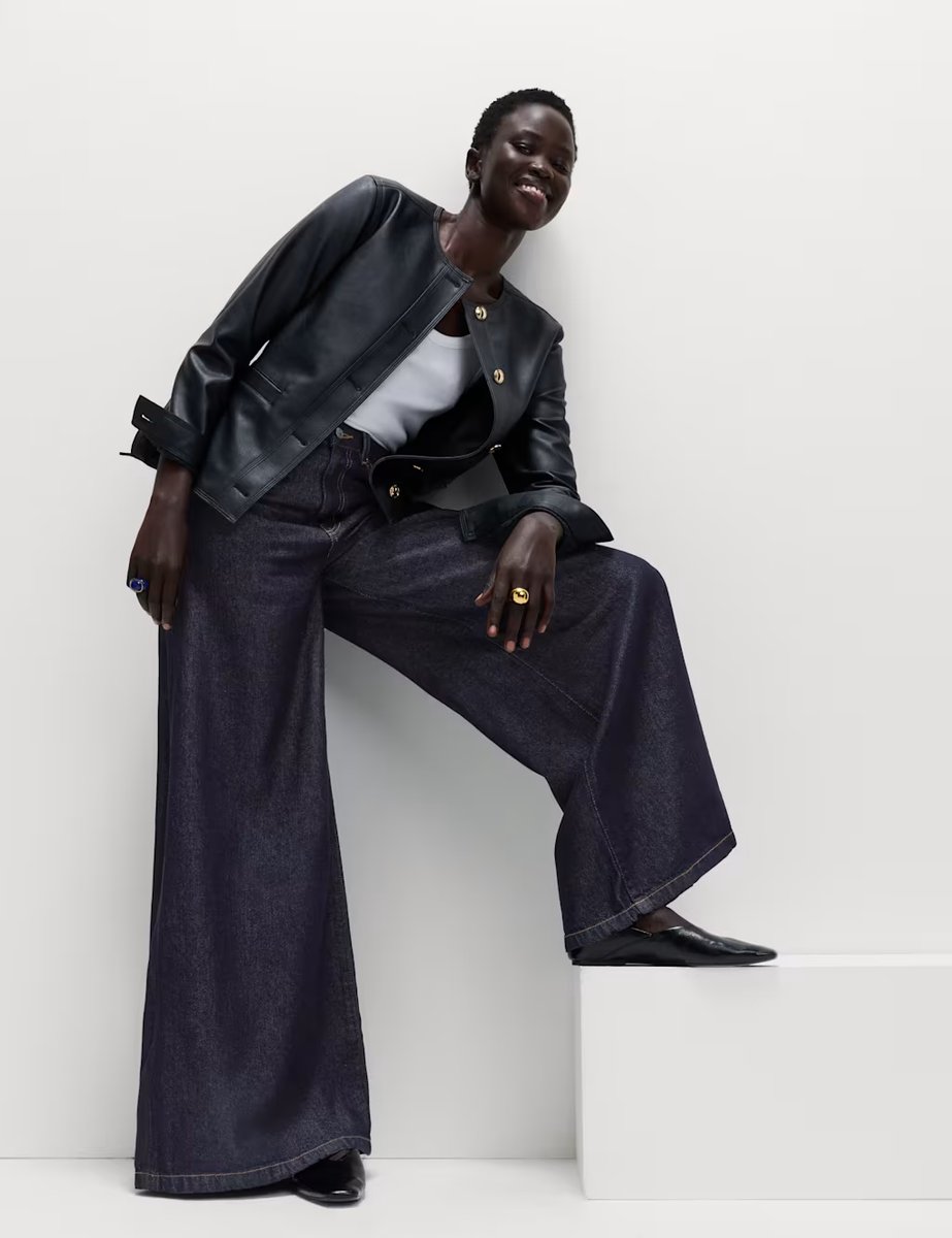 Marks & Spencer M&S Lyocell™ Blend Wide Palazzo Leg Jeans Indigo Mix - 3