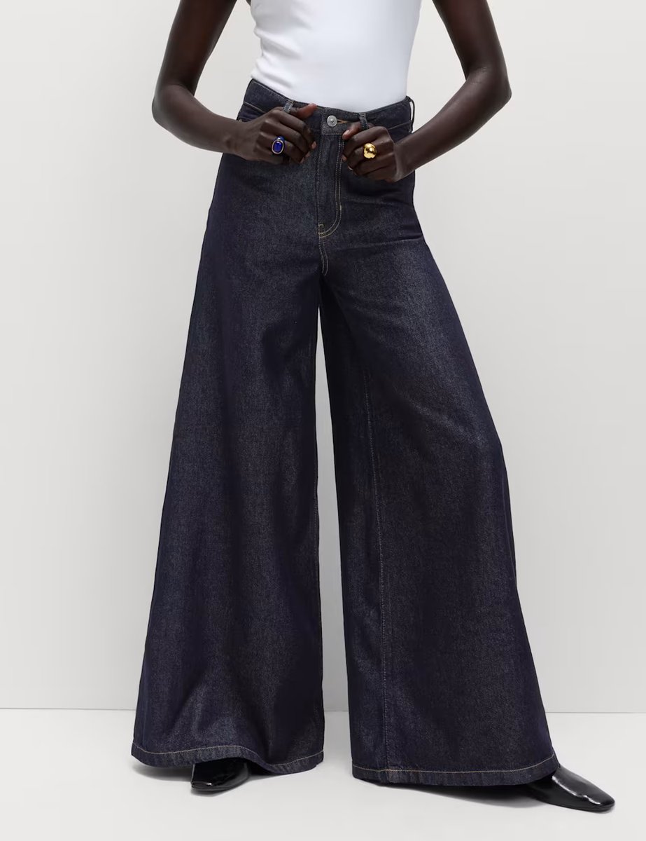 Marks & Spencer M&S Lyocell™ Blend Wide Palazzo Leg Jeans Indigo Mix - 4