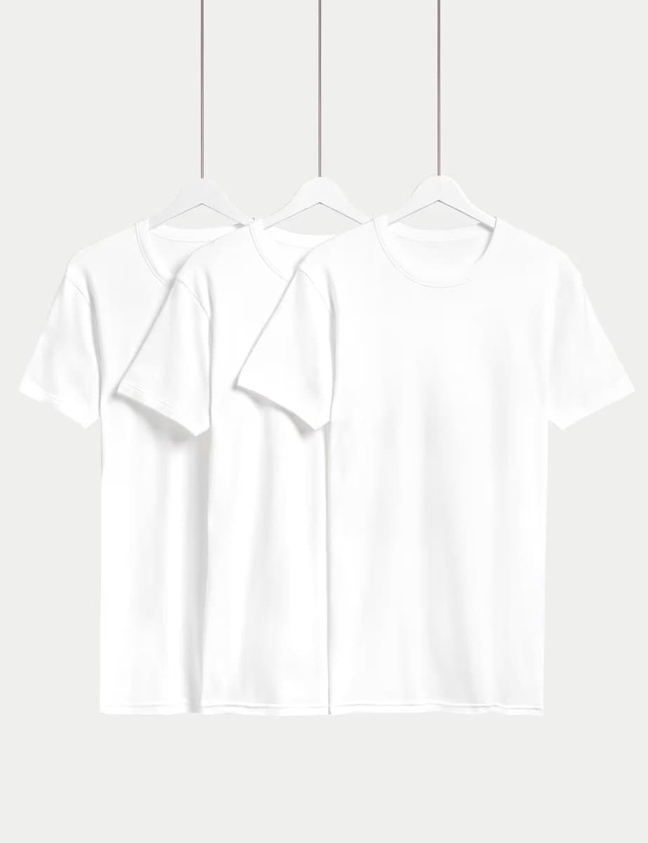 Marks & Spencer M&S Pure Cotton T-Shirt Vests Pack in White