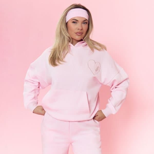 EGO EGO Heart Graphic Oversized Hoodie In Baby Pink