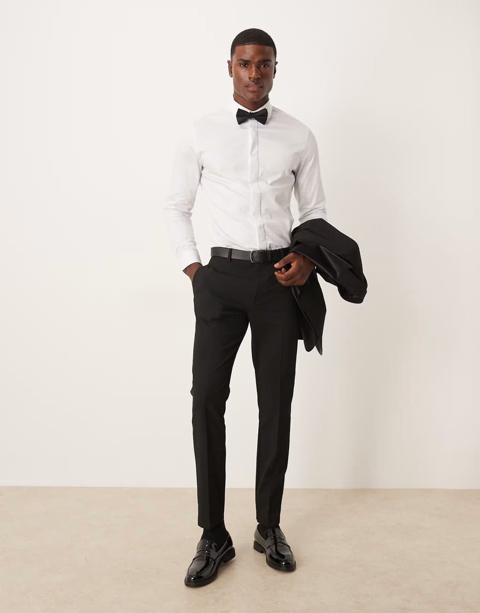 ASOS ASOS DESIGN skinny tuxedo trousers in black
