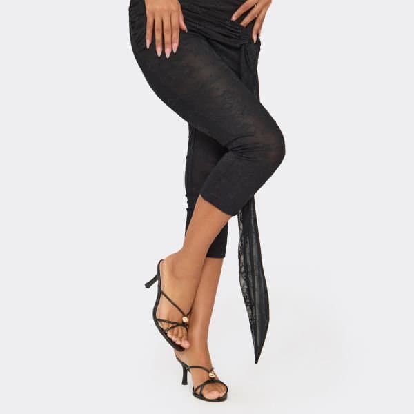 EGO Leo Bead Trim Detail Strappy Heel In Black Faux Leather, Women's Size UK 3