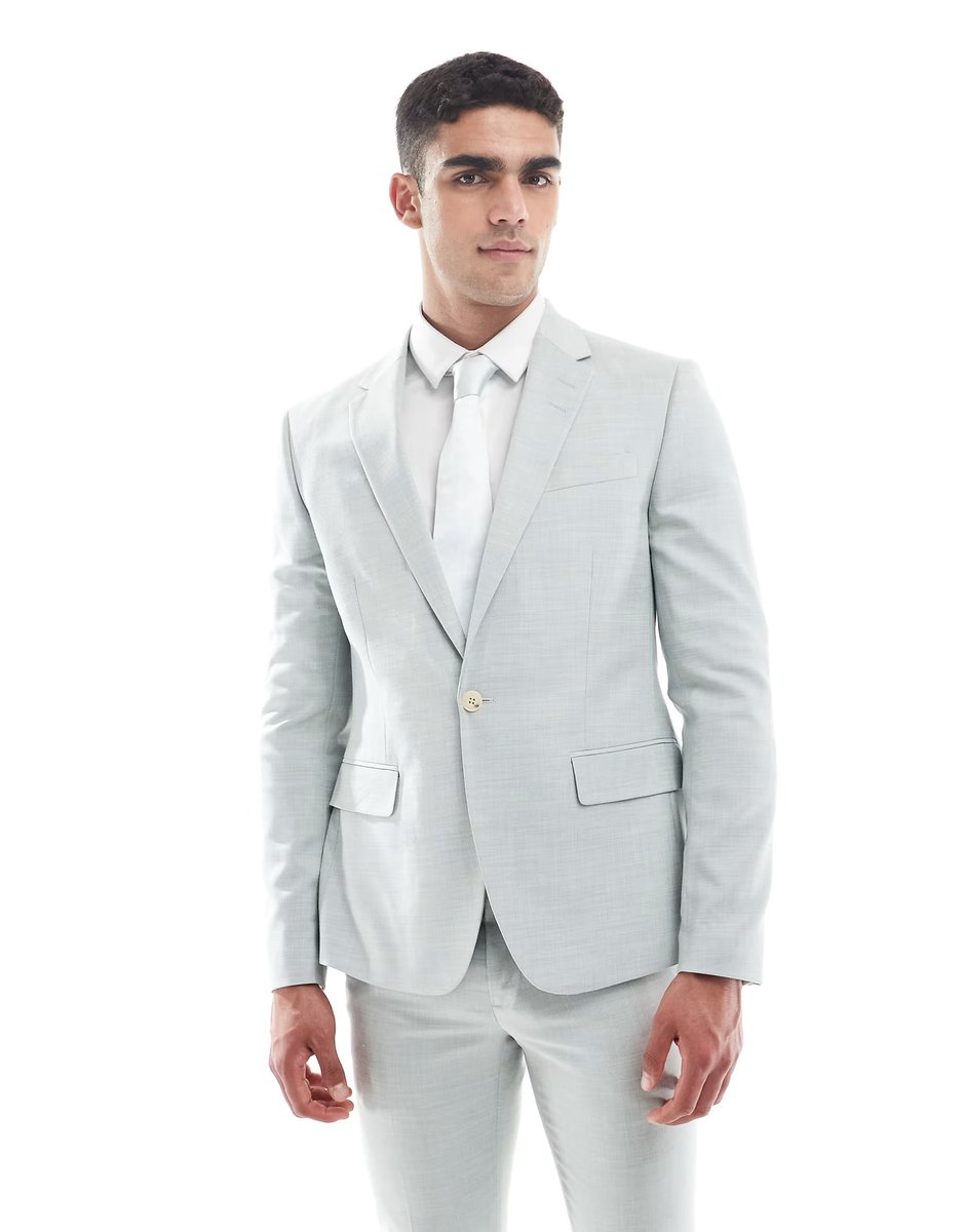 ASOS River Island skinny suit jacket in light green - 1