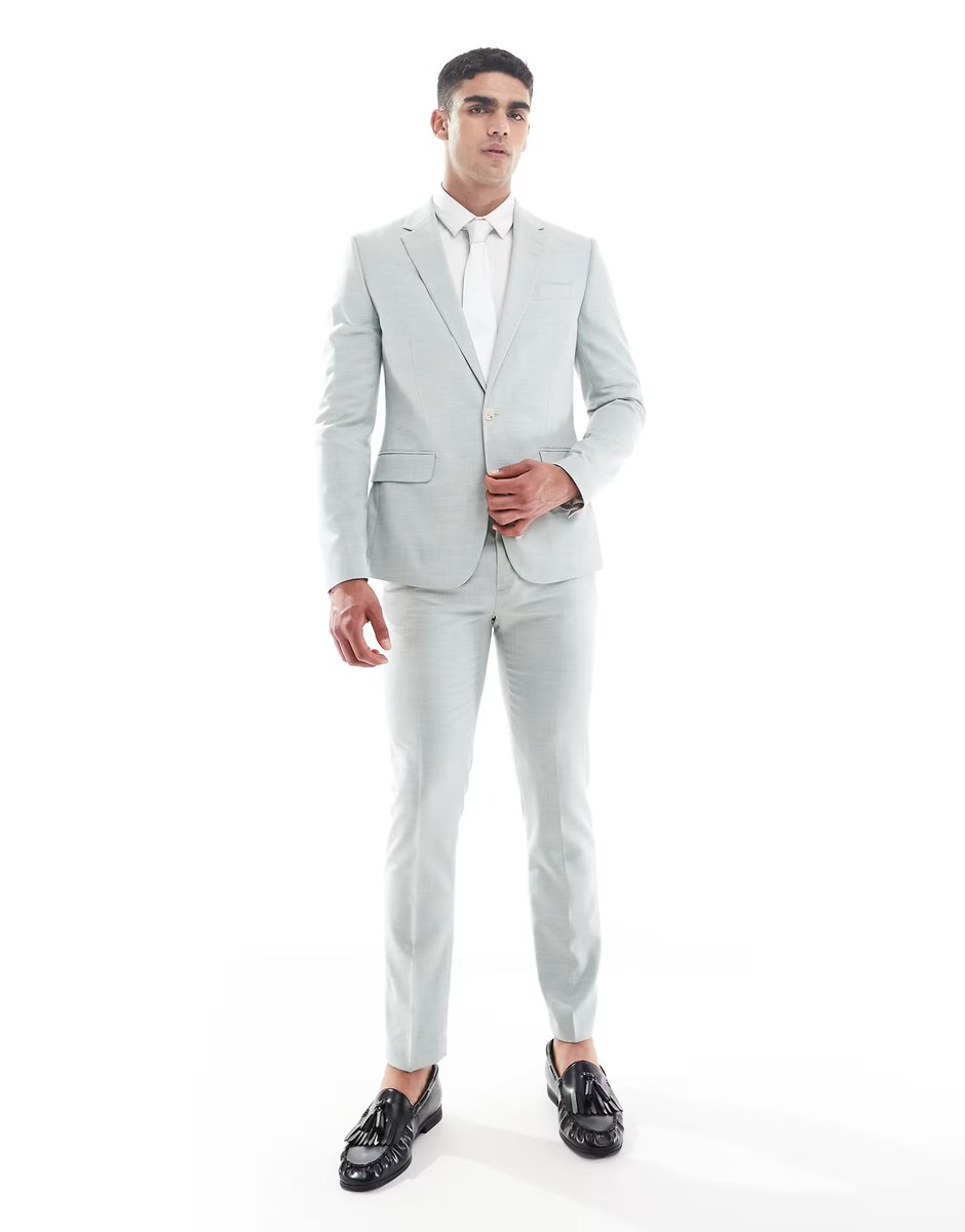 ASOS River Island skinny suit jacket in light green - 4