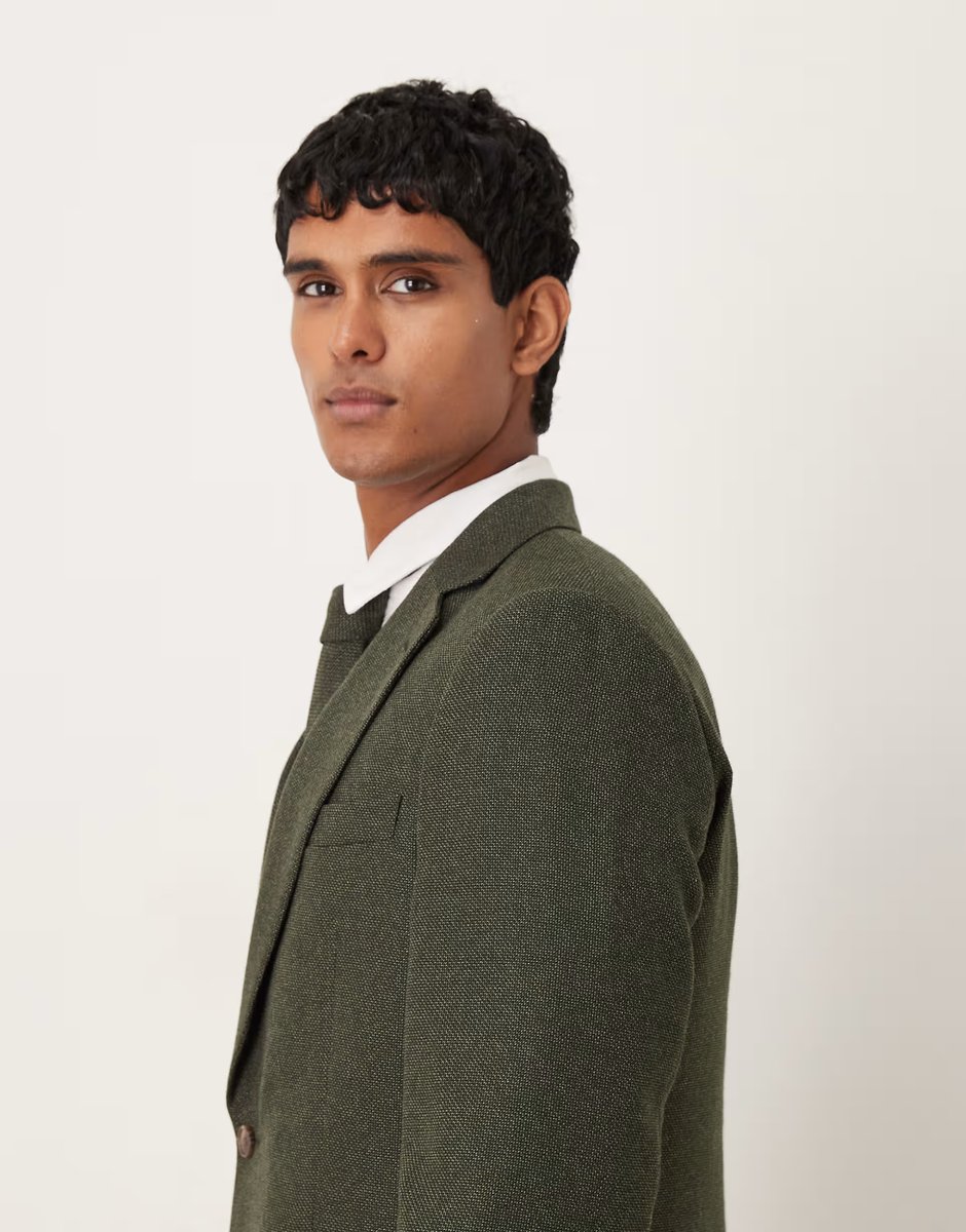 ASOS ASOS DESIGN skinny suit jacket in green microtexture - 2