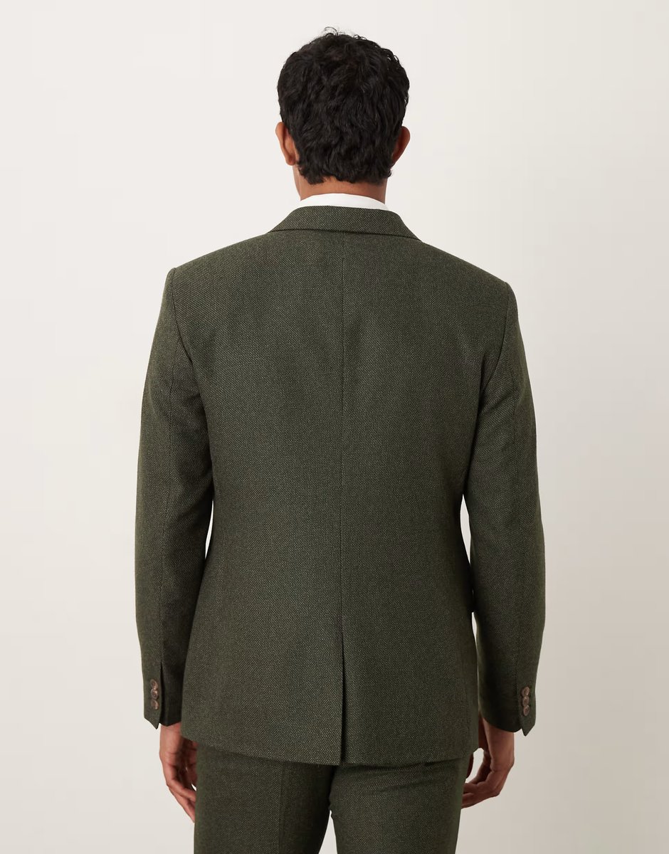ASOS ASOS DESIGN skinny suit jacket in green microtexture - 4