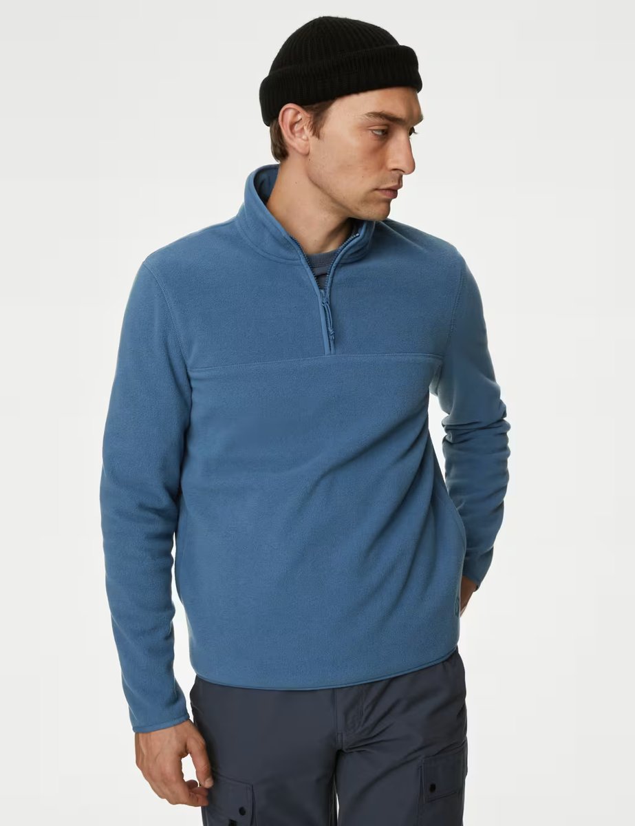 Marks & Spencer M&S Half Zip Micro Fleece Steel Blue - 3