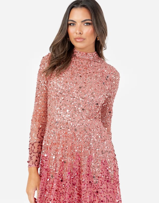 ASOS Maya Embellished high neck maxi dress in multi - 3