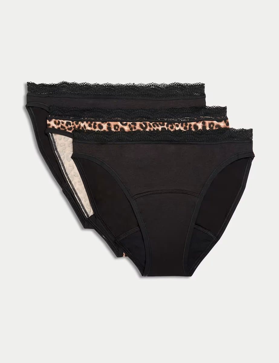 Marks & Spencer M&S 3pk Heavy Absorbency Period High Leg Knickers Black Mix