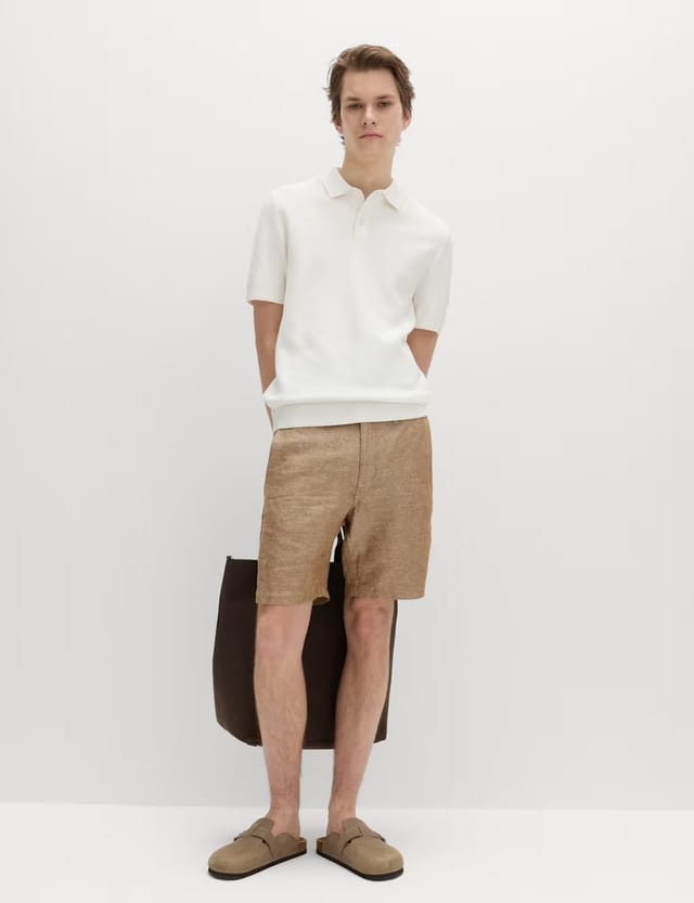 Marks & Spencer M&S Linen Blend Chino Shorts Rich Amber - 2