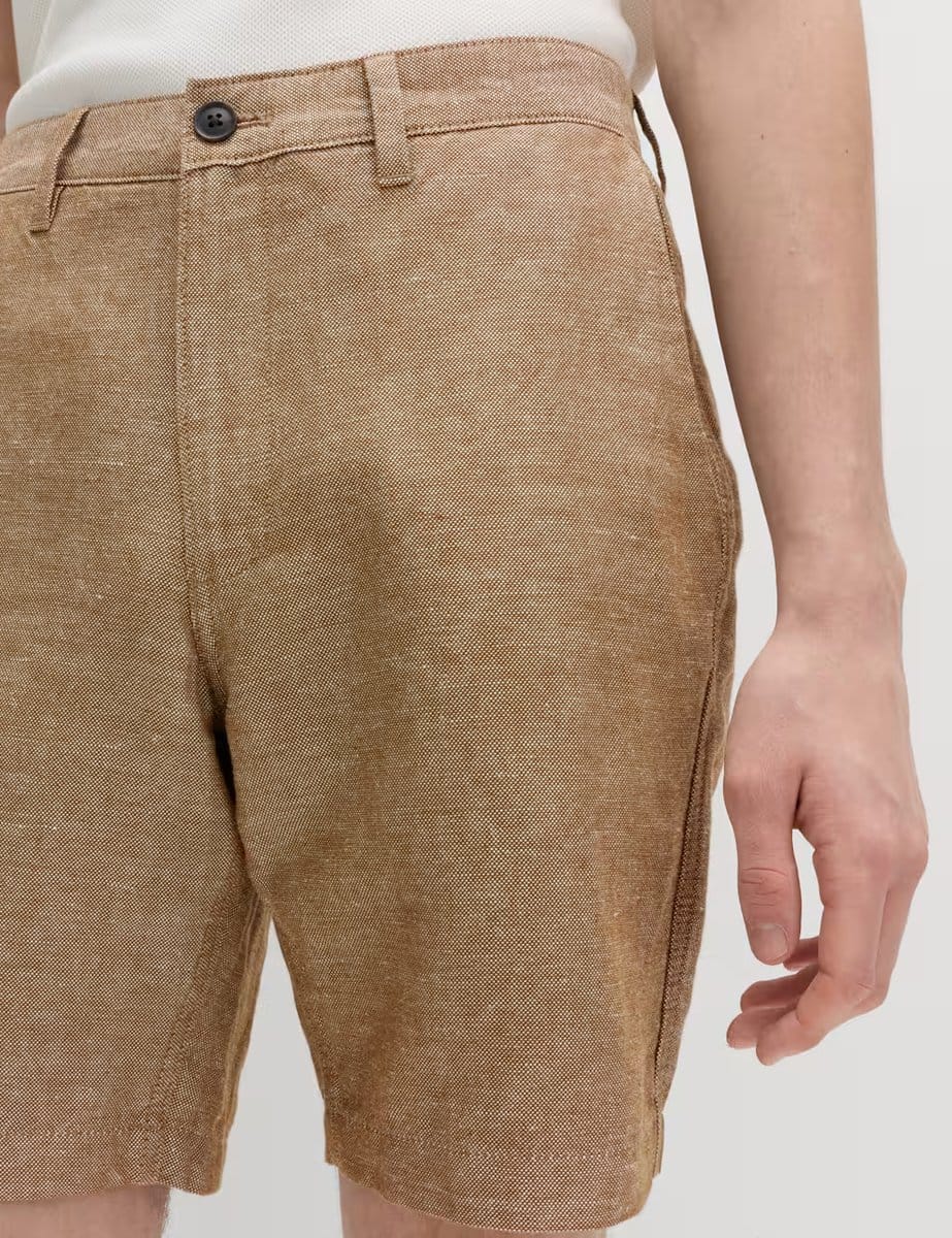 Marks & Spencer M&S Linen Blend Chino Shorts Rich Amber - 4