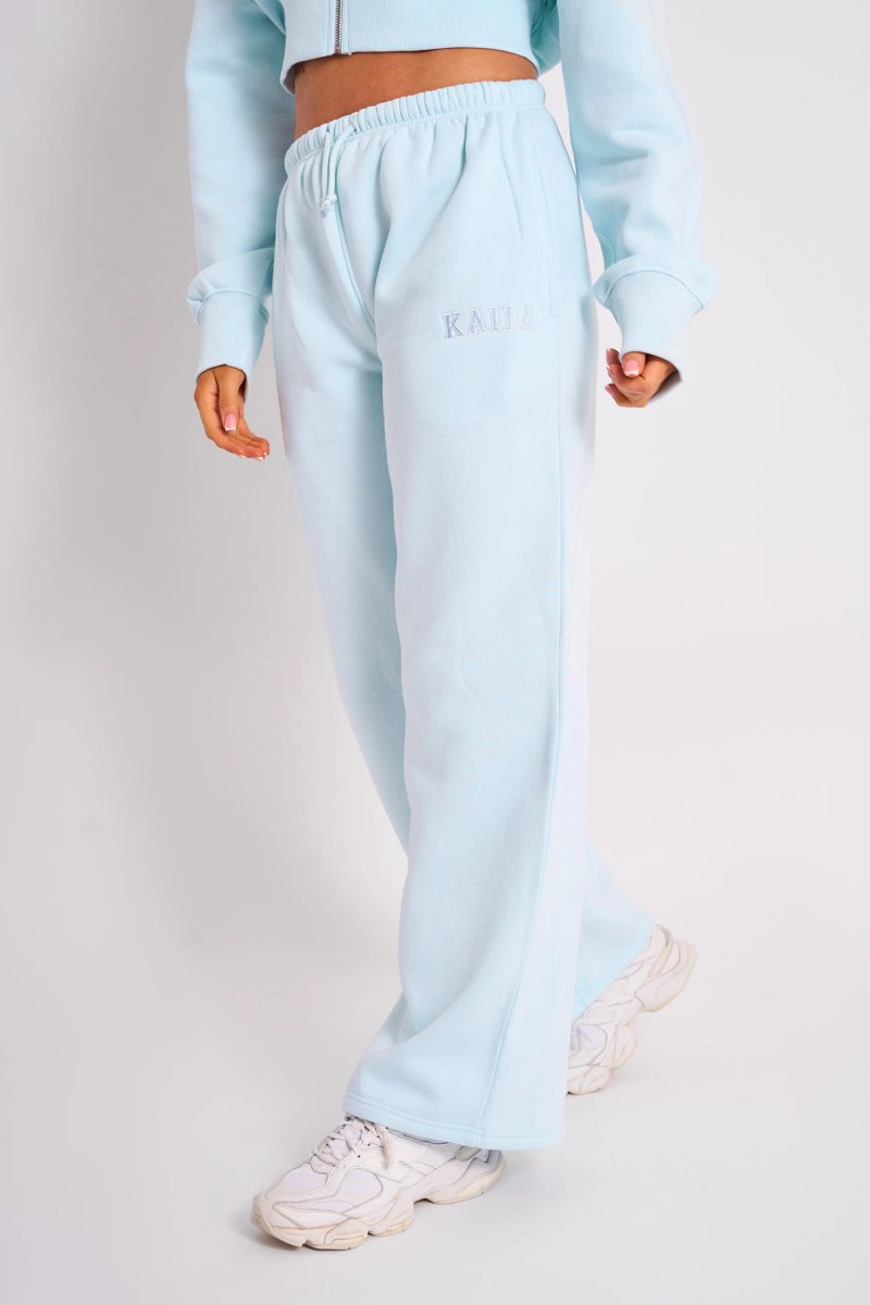 Kaiia Kaiia Logo Wide Leg Joggers Light Blue - 2