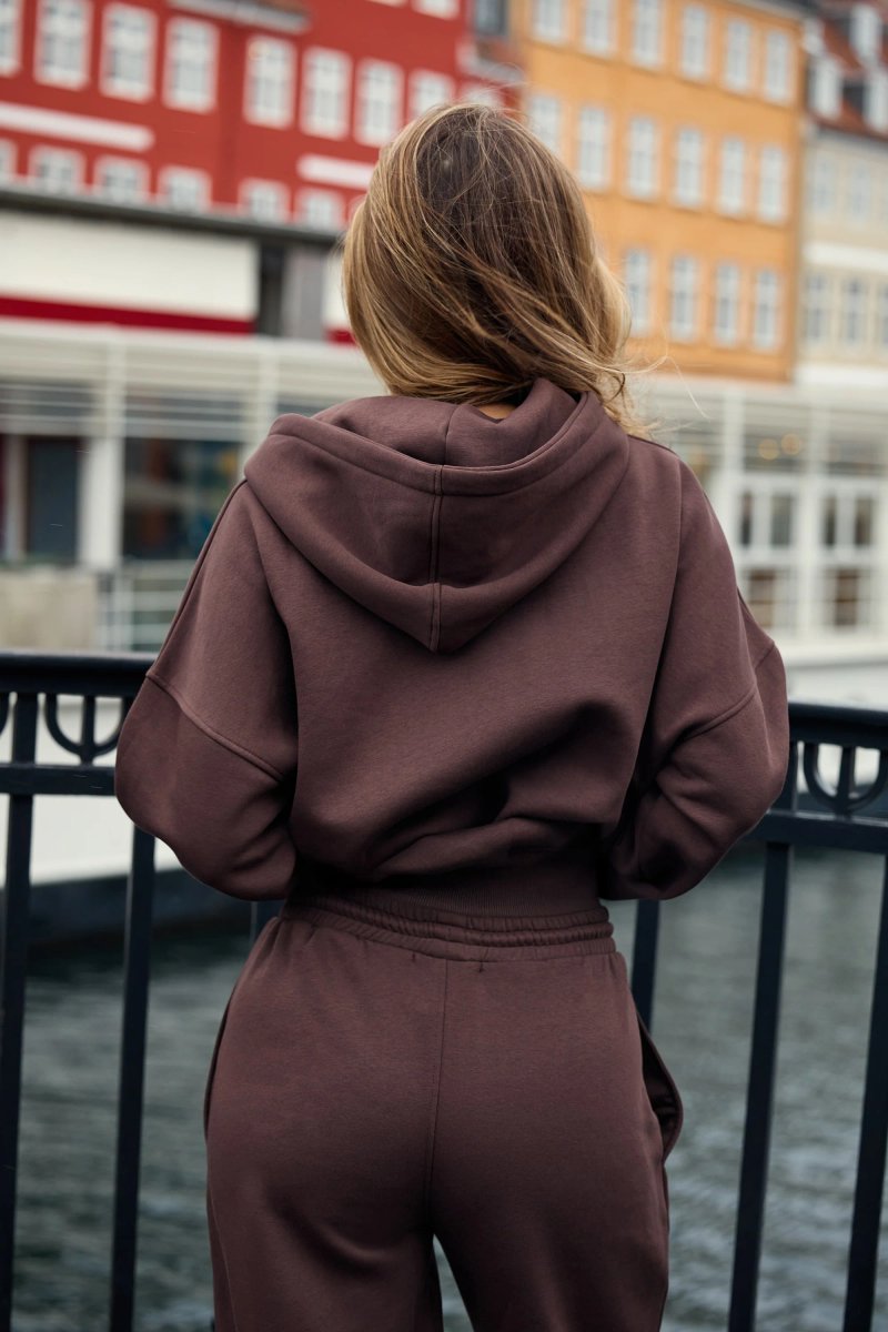 Kaiia Kaiia Oversized Zip Through Hoodie Bitter Chocolate - 4