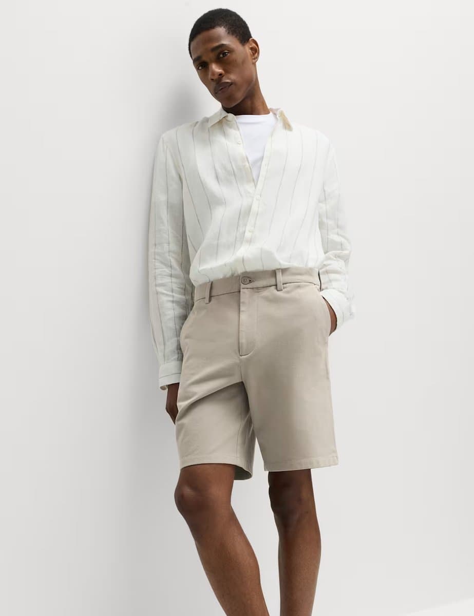 Marks & Spencer M&S Ultimate Stretch Chino Shorts Pebble