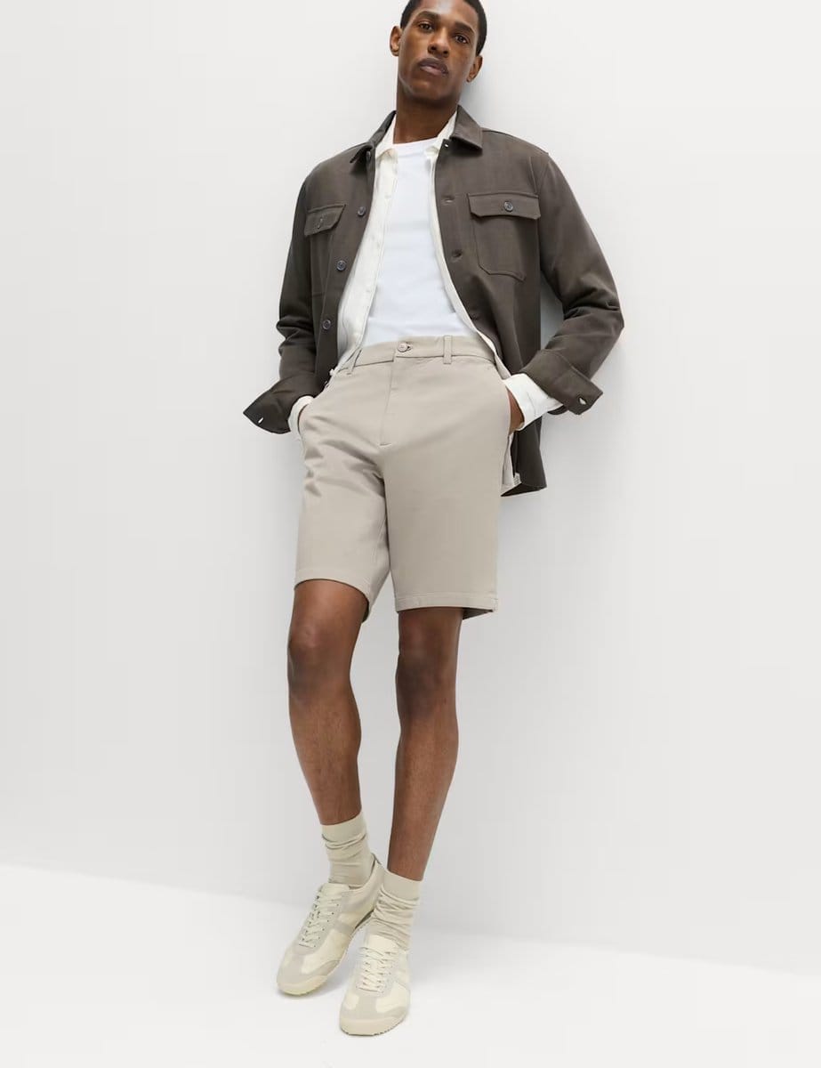 Marks & Spencer M&S Ultimate Stretch Chino Shorts Pebble - 4