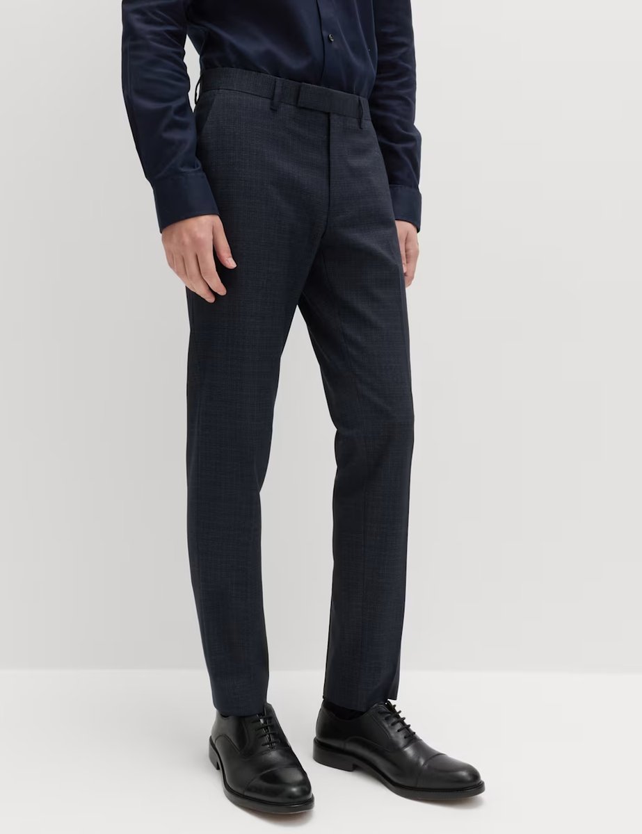 Marks & Spencer M&S Skinny Fit Textured Stretch Suit Trousers Navy - 2