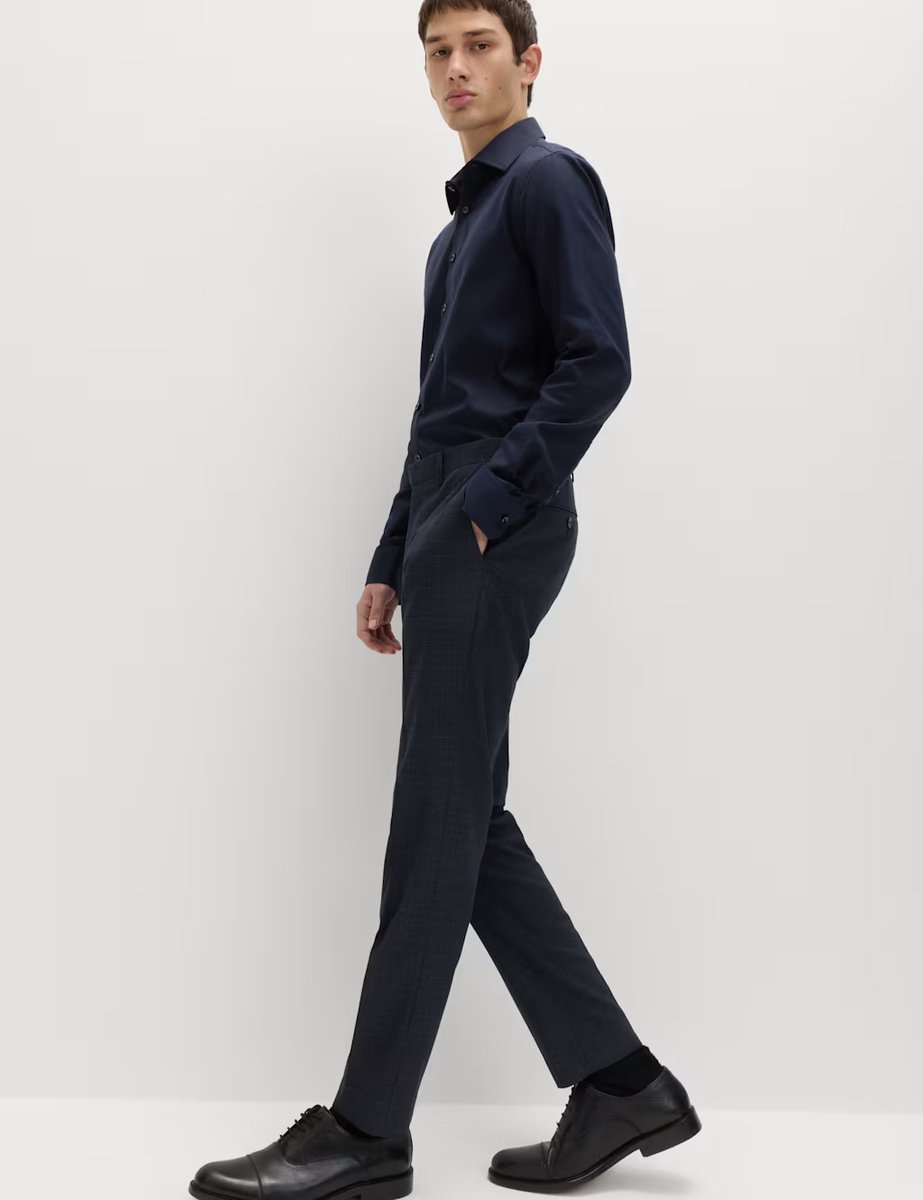 Marks & Spencer M&S Skinny Fit Textured Stretch Suit Trousers Navy - 4