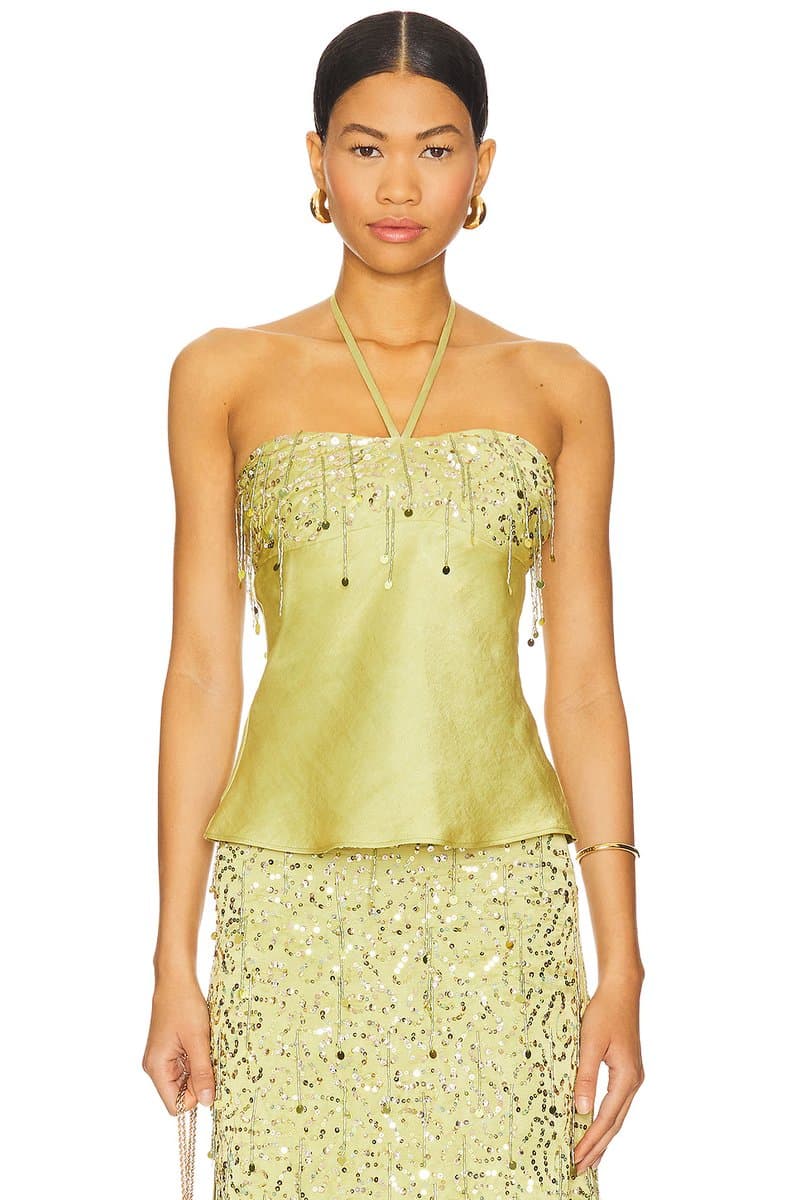 revolve Yasmin Hand Beaded Halter Neck Top