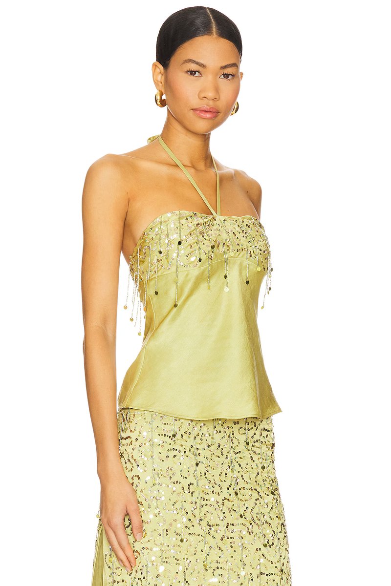 revolve Yasmin Hand Beaded Halter Neck Top - 2