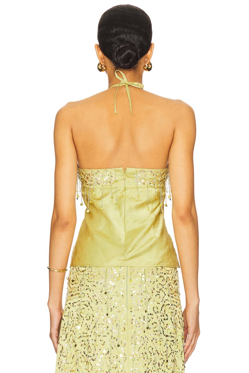 revolve Yasmin Hand Beaded Halter Neck Top - 3