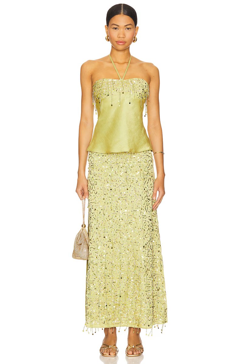revolve Yasmin Hand Beaded Halter Neck Top - 4