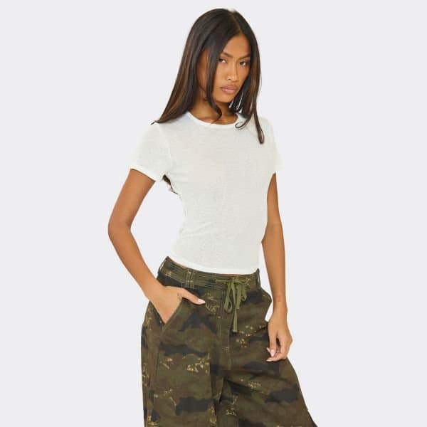 EGO EGO White Short Sleeve Fitted T-Shirt in White Onion Skin