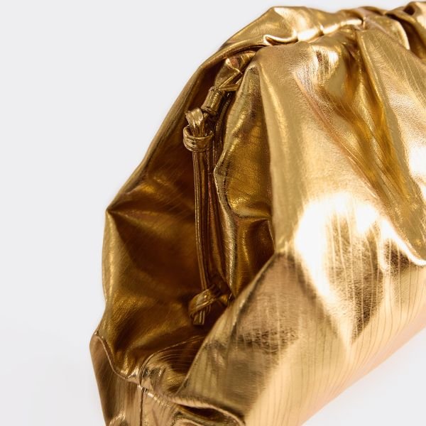 EGO Grilled Shaped Clutch Bag In Gold Faux Leather, Women's Size UK One Size - 2