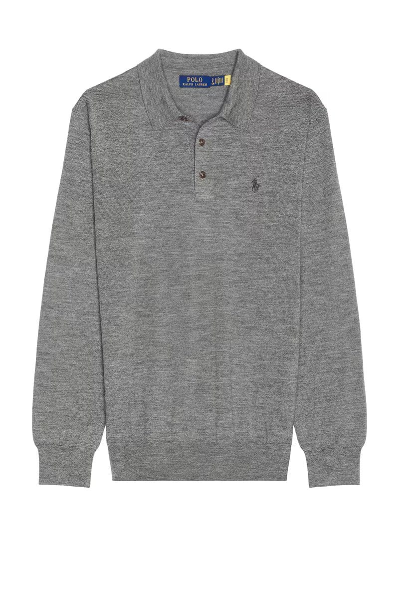revolve Merino Wool Button Placket Polo Sweater - 1