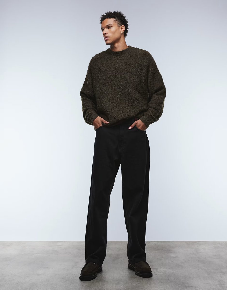 ASOS ASOS DESIGN super oversized knitted boucle jumper in brown - 2