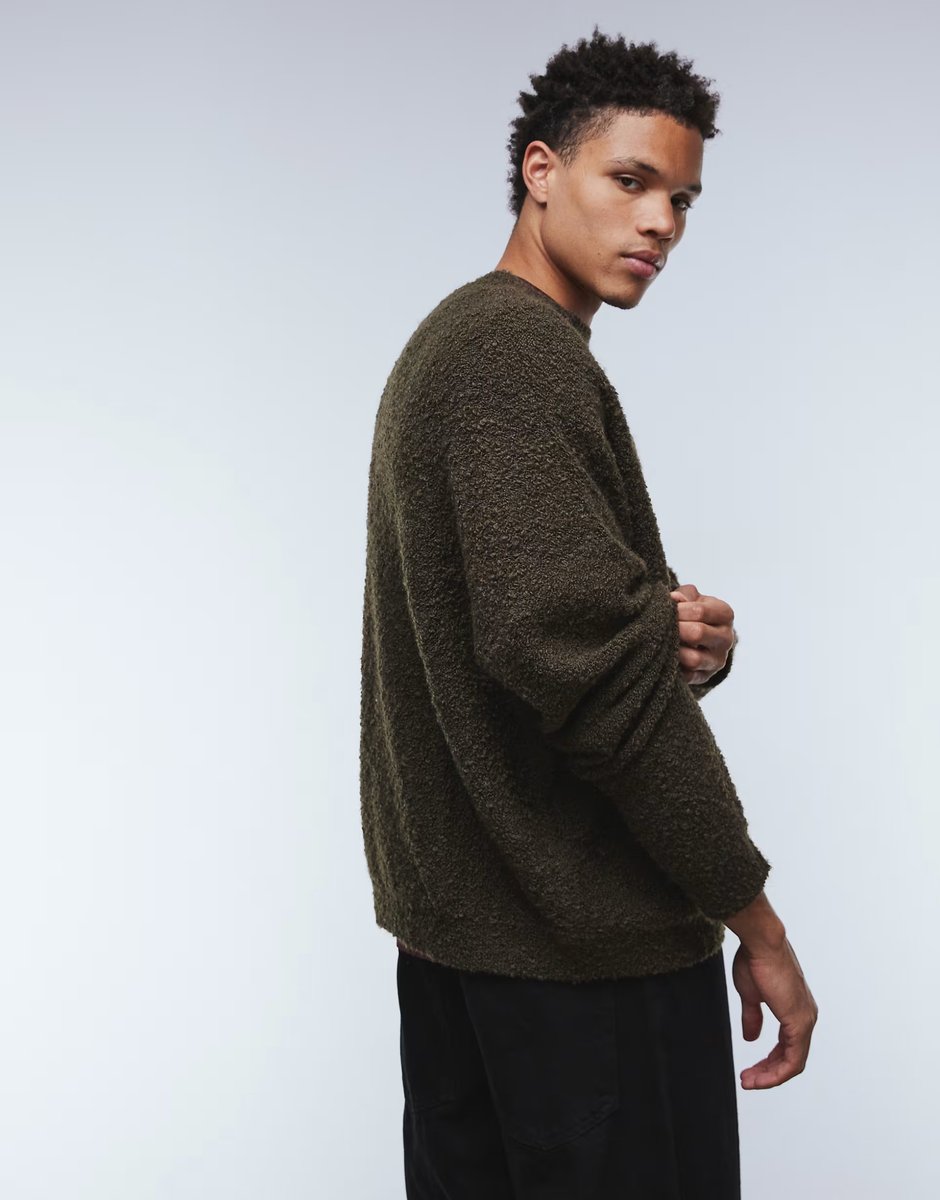 ASOS ASOS DESIGN super oversized knitted boucle jumper in brown - 3