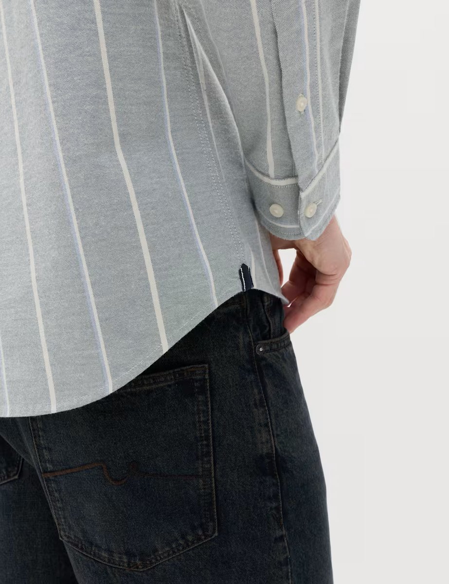 Marks & Spencer M&S Cotton Rich Striped Oxford Shirt Green Mix - 4