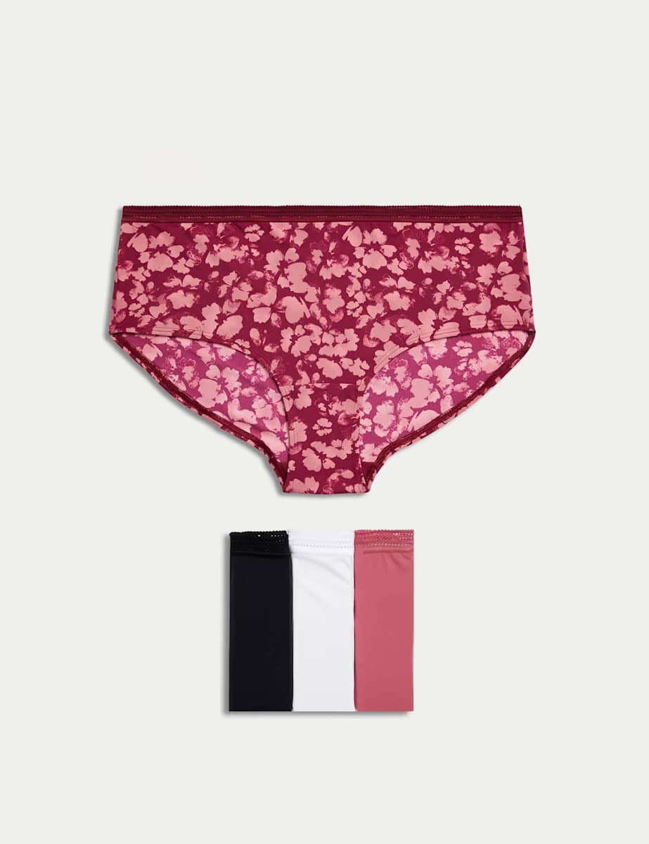 Marks & Spencer M&S 4pk Microfibre Low Rise Shorts Raspberry