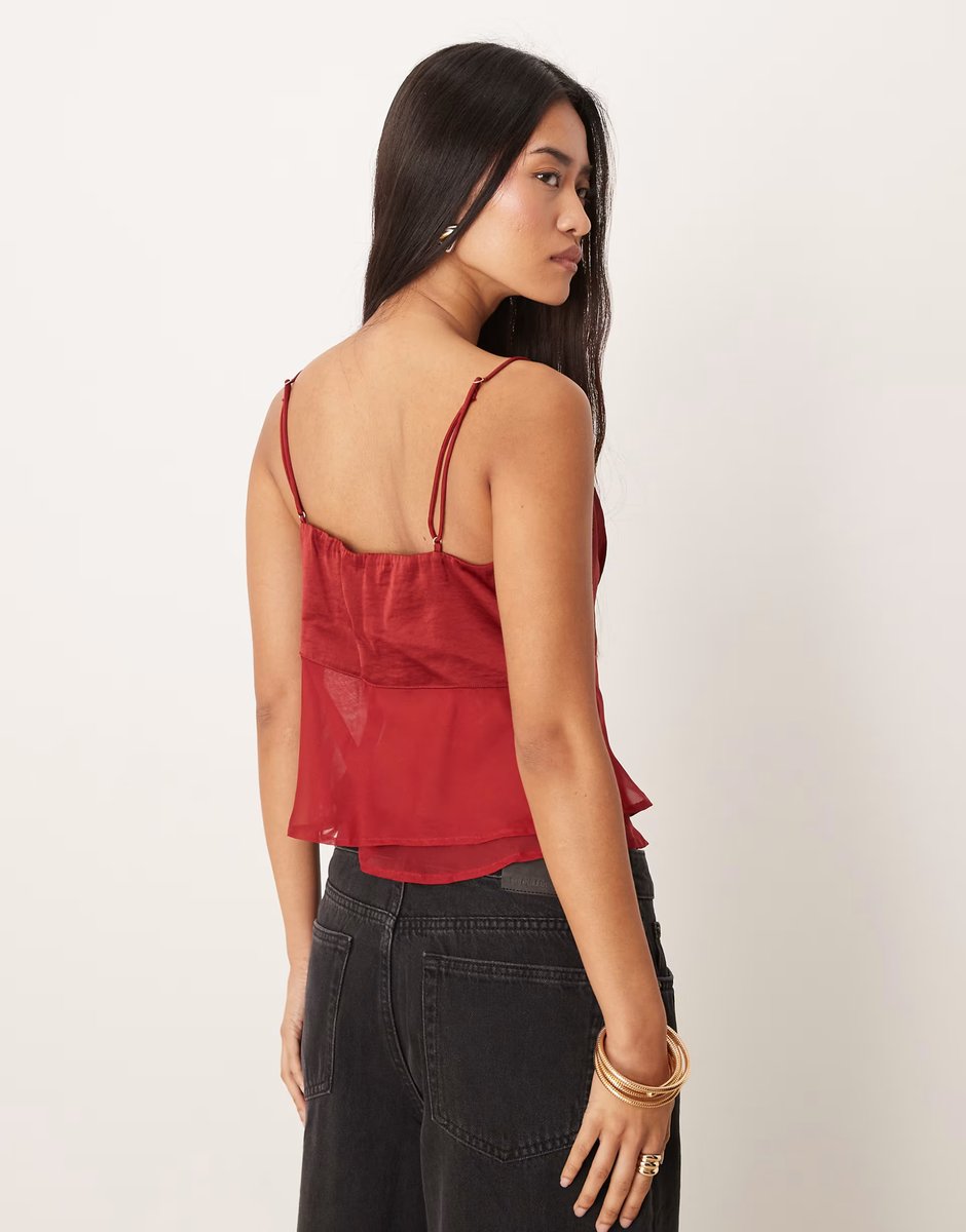 ASOS Abercrombie & Fitch lace cami top in burgundy - 3