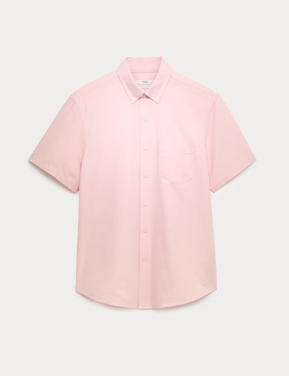 Marks & Spencer M&S Pure Cotton Oxford Shirt in Light Apricot