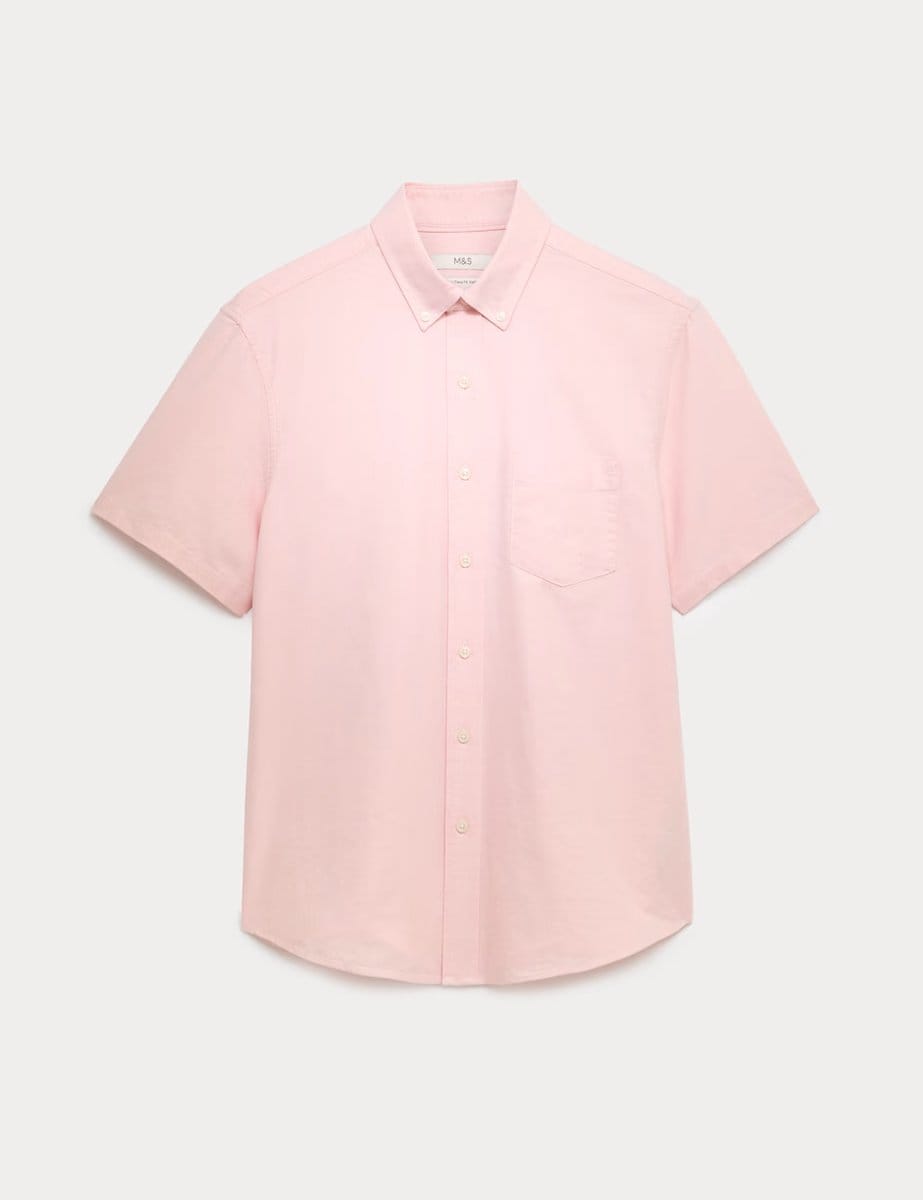 Marks & Spencer M&S Ultimate Pure Cotton Oxford Shirt Light Apricot - 1