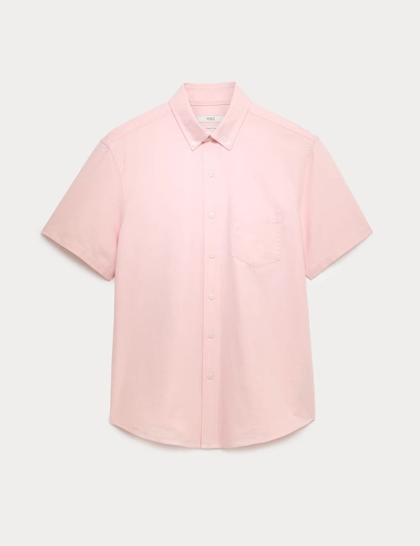 Marks & Spencer M&S Ultimate Pure Cotton Oxford Shirt Light Apricot - 1