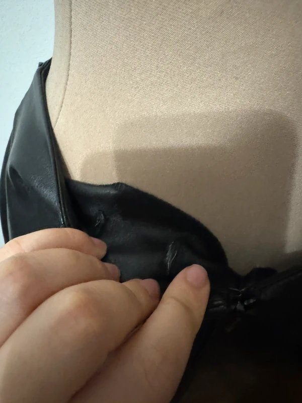 ASOS Design black faux leather pleather pu midi skirt buckle - 2